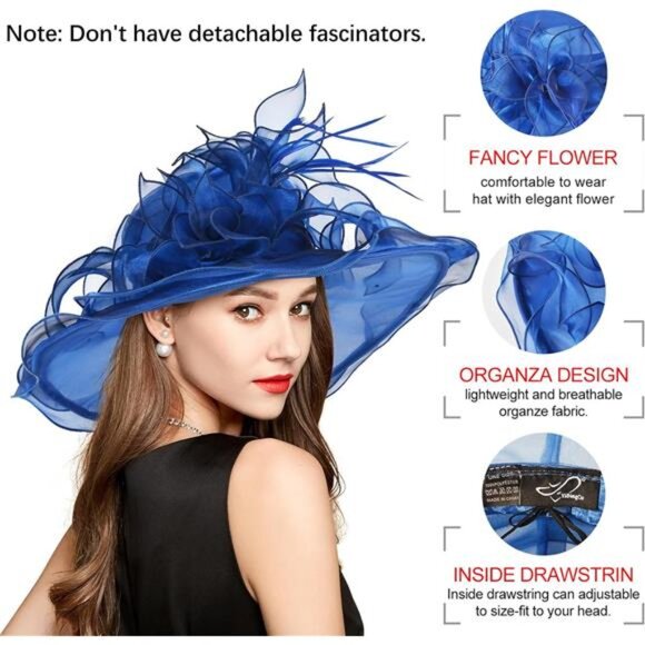 Classy Sun Hat for Women Ladies S10-3700-royal Blue - Picture 6 of 6